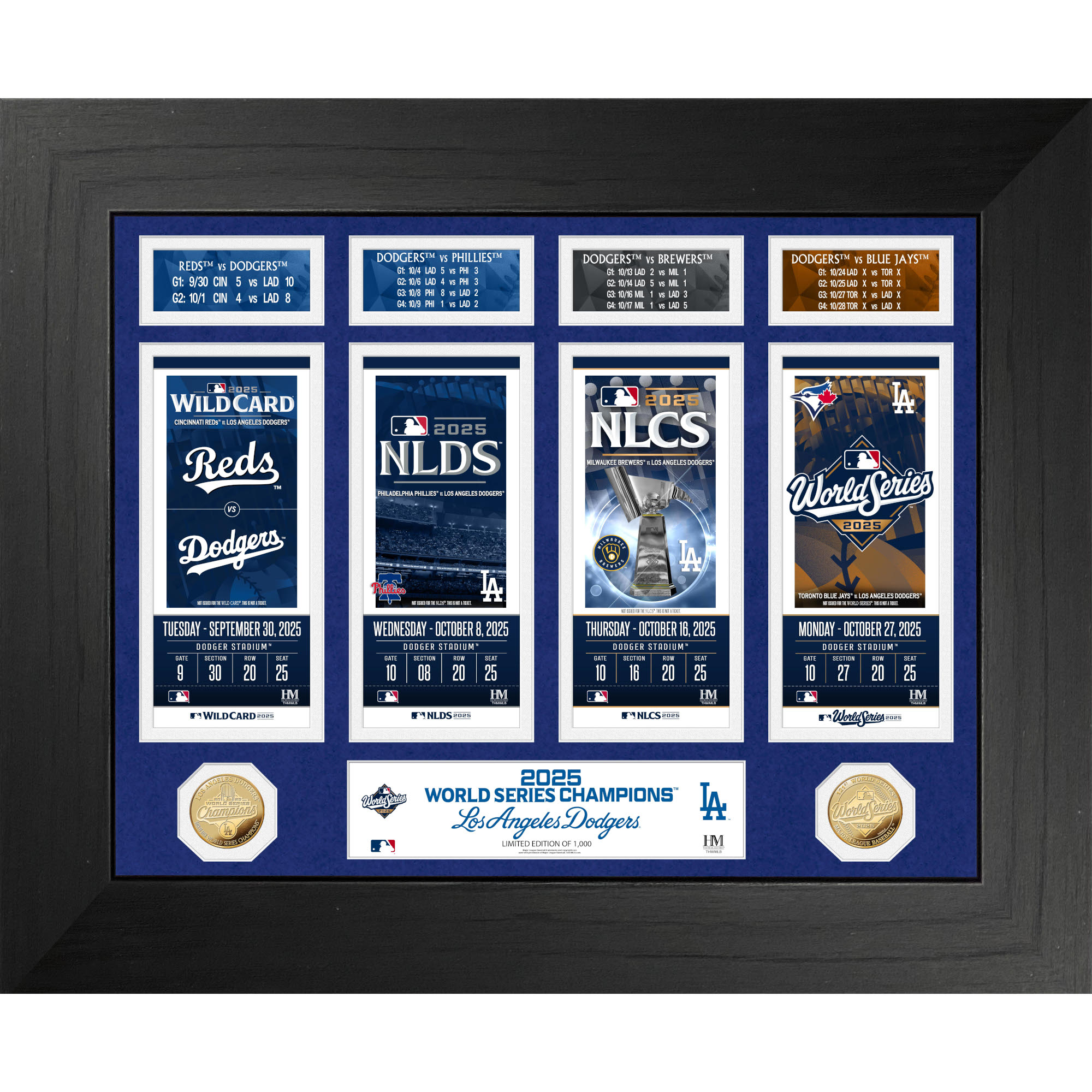 Los Angeles Dodgers 2025 Deluxe Road to the World Series Gold Coin 22" x 18" Photo Mint Ltd Ed of 1,000