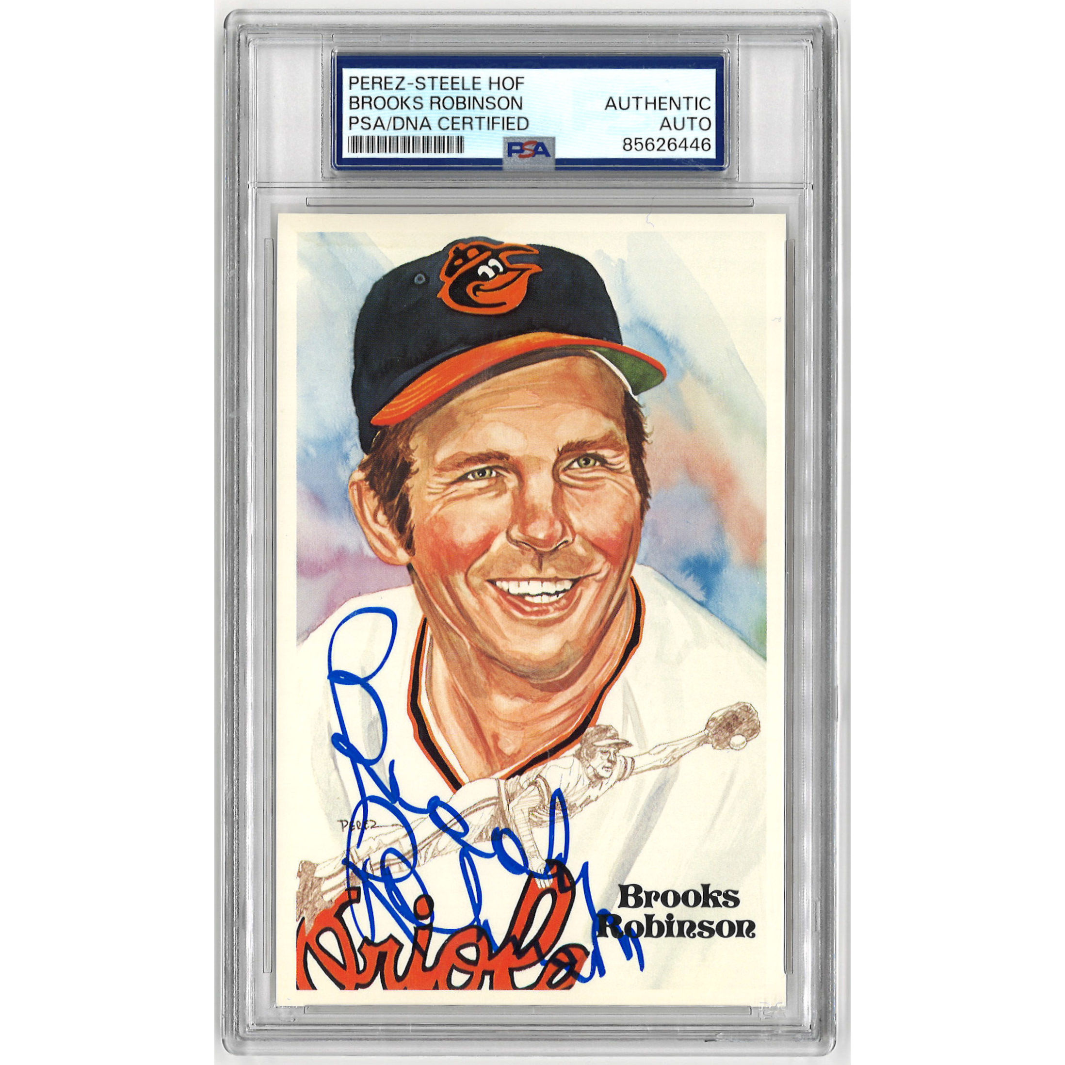 Brooks Robinson Autographed Perez-Steele HOF Series Postcard # 35 (PSA-10)