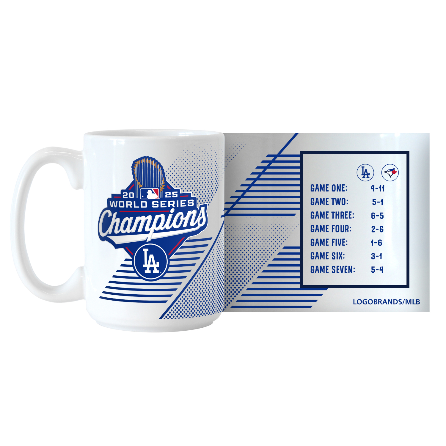 Los Angeles Dodgers 2025 World Series Champions Ceramic Scoreboard Mug