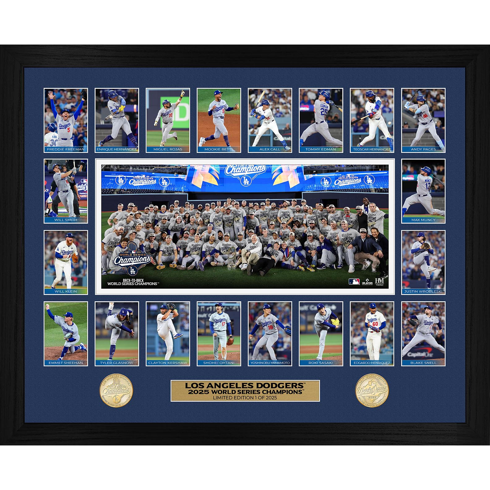 Los Angeles Dodgers 2025 World Series Champions Memorable Moments Bronze Coin 18" x 22" Photo Mint
