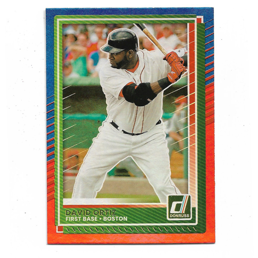 David Ortiz is featured on this 2025 Donruss Red & Blue Holo # 61