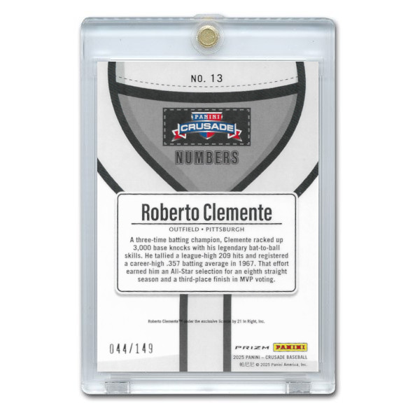 Roberto Clemente 2025 Panini Crusades Numbers Purple # 13 Ltd Ed of 149