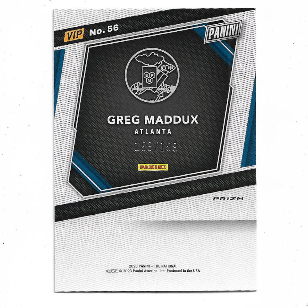 Greg Maddux 2023 Panini National Convention VIP Red # 56 Ltd Ed of 199