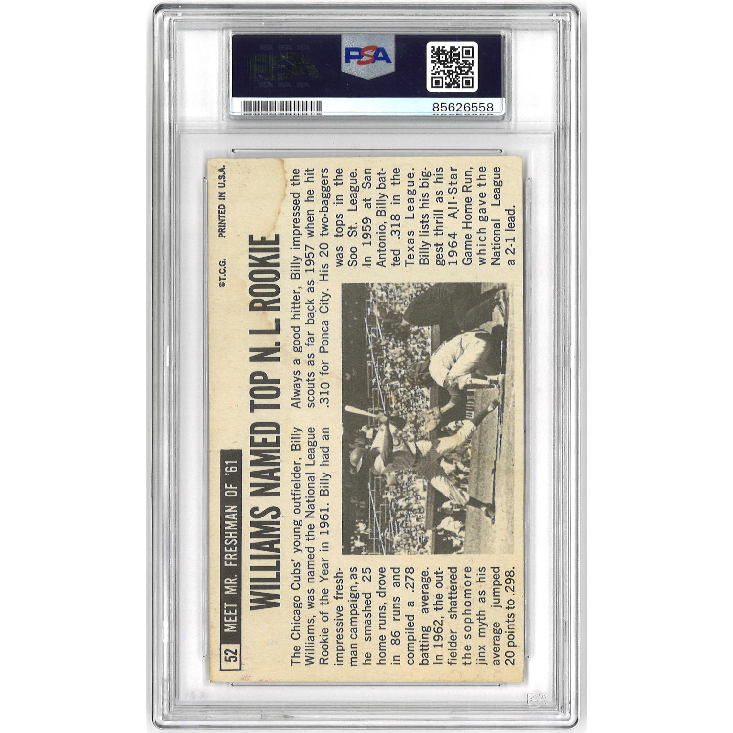 Billy Williams Autographed Card 1964 Topps Giant # 52 (PSA)