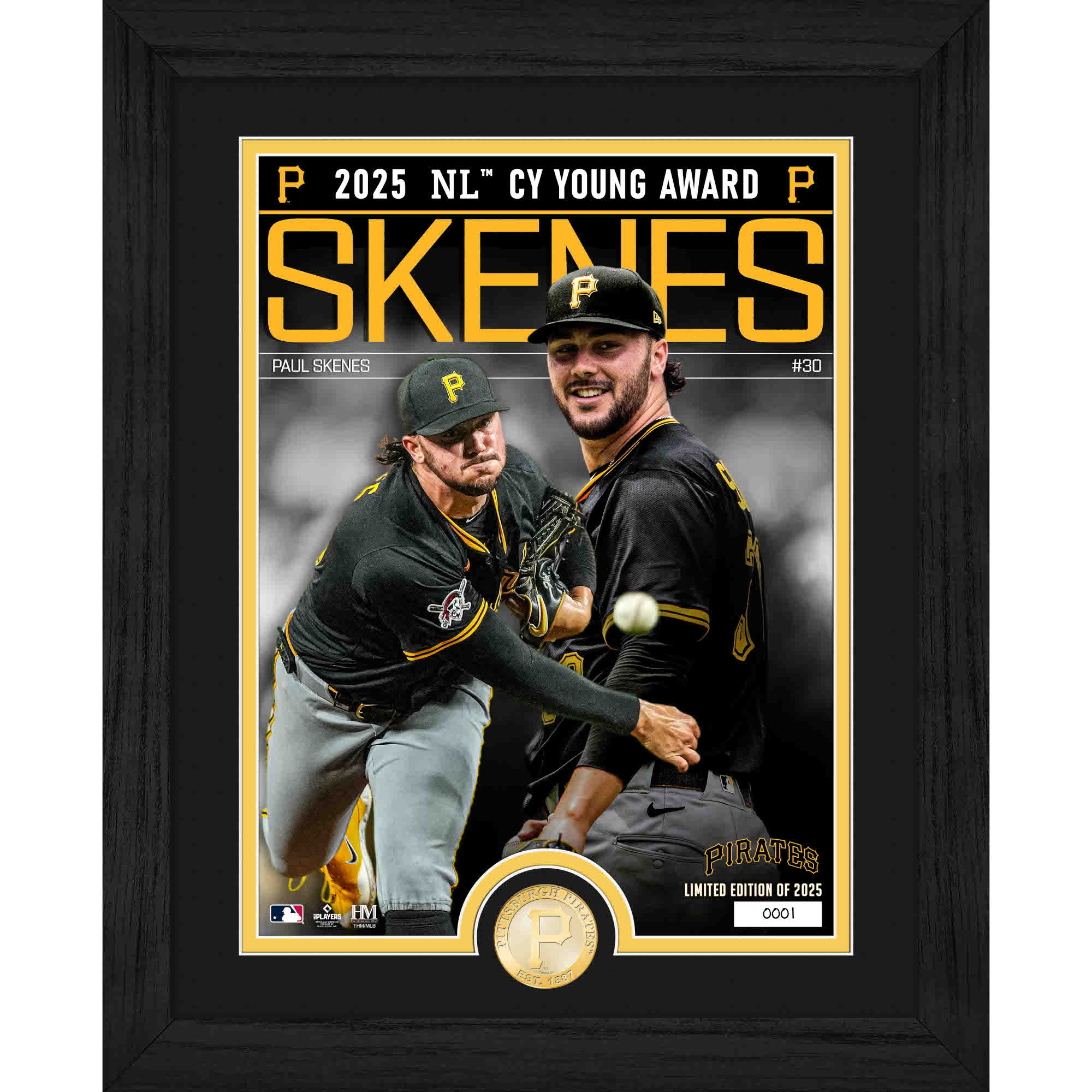 Paul Skenes Highland Mint 2025 NL Cy Young Award Commemorative 13 x 16 Bronze Coin Photo Mint