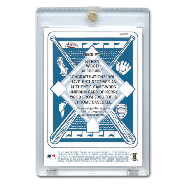 Kerry Wood 2003 Topps Chrome Game Used Jersey # RBCR-KW