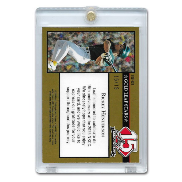 Rickey Henderson 2025 Leaf National Convention 15th Anniversary Silver Shimmer # 92B-139 Ltd Ed of 15