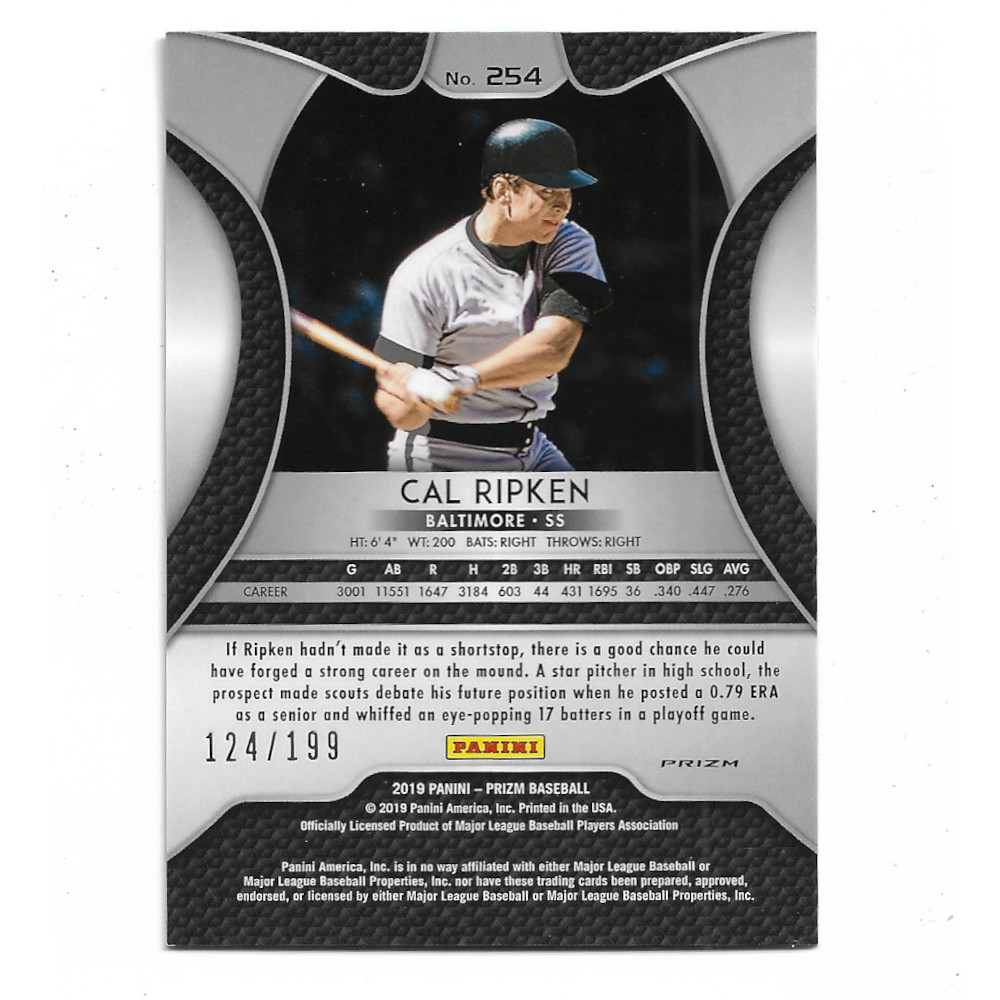 Cal Ripken Jr. 2019 Panini Prizm Lime Green Donut Circles # 254 Ltd Ed of 199