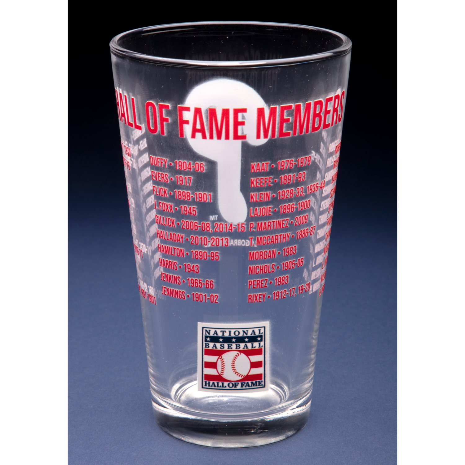 Philadelphia Phillies Team Hall of Famer 16 Ounce Pint Glass