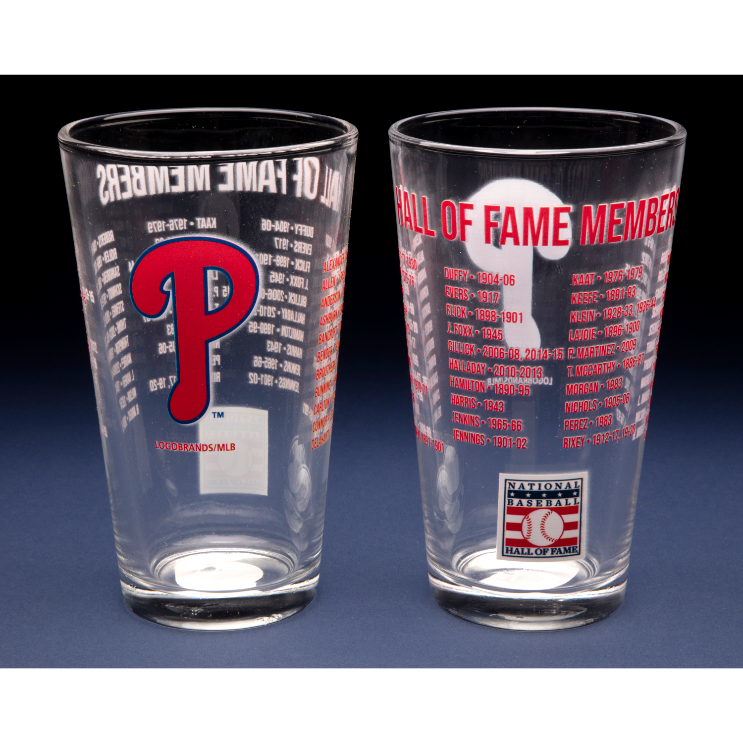 Philadelphia Phillies Team Hall of Famer 16 Ounce Pint Glass