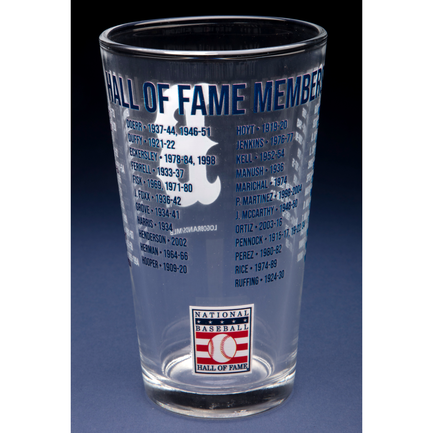 Boston Red Sox Team Hall of Famer 16 Ounce Pint Glass