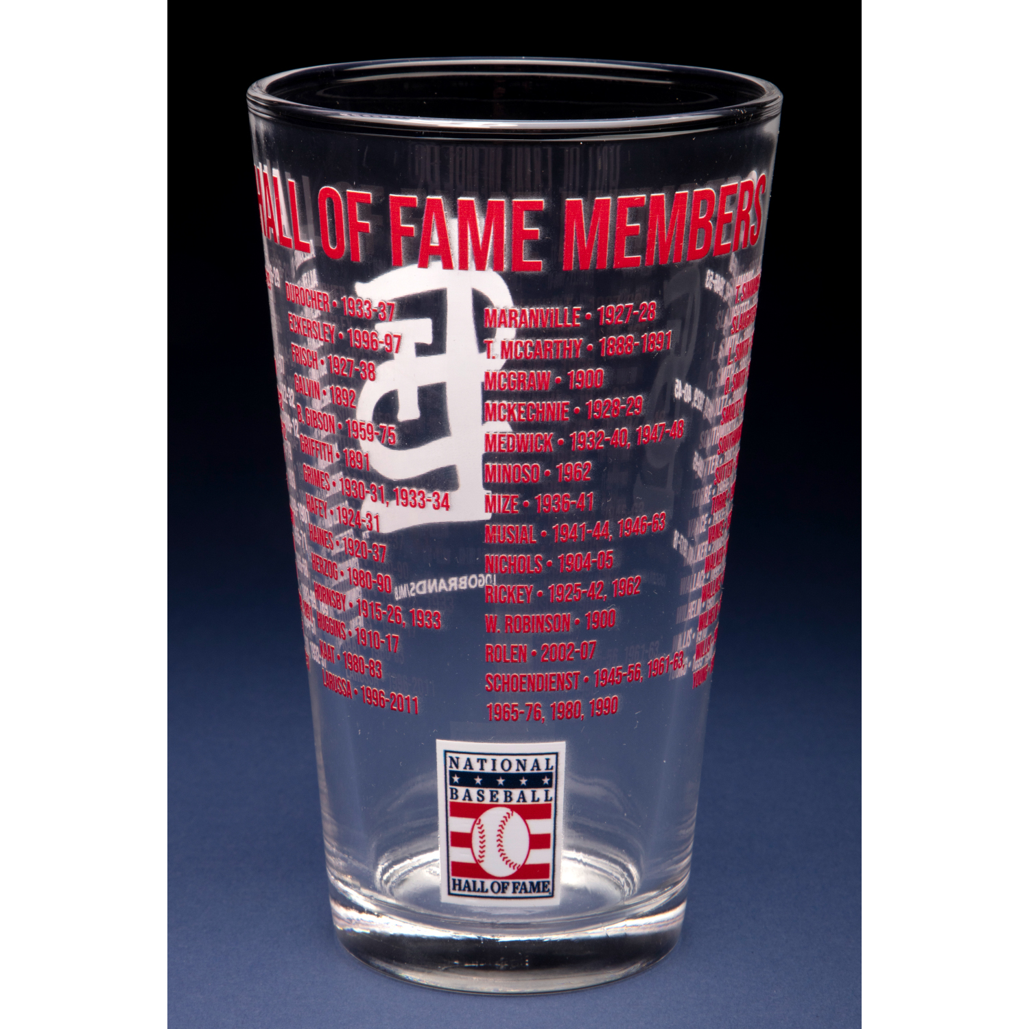 St. Louis Cardinals Team Hall of Famer 16 Ounce Pint Glass