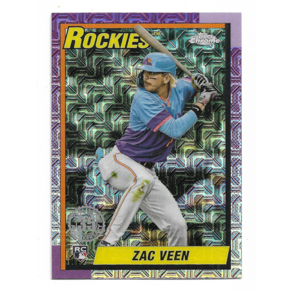 Zac Veen 2025 Topps Update Series 35th 1990 Silver Pack Chrome # U90C-8 Rookie Card