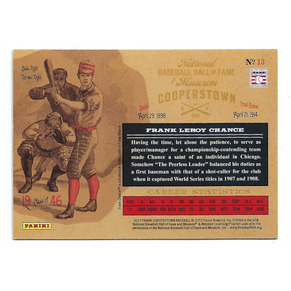 Frank Chance 2013 Panini Cooperstown Lumberjacks # 13
