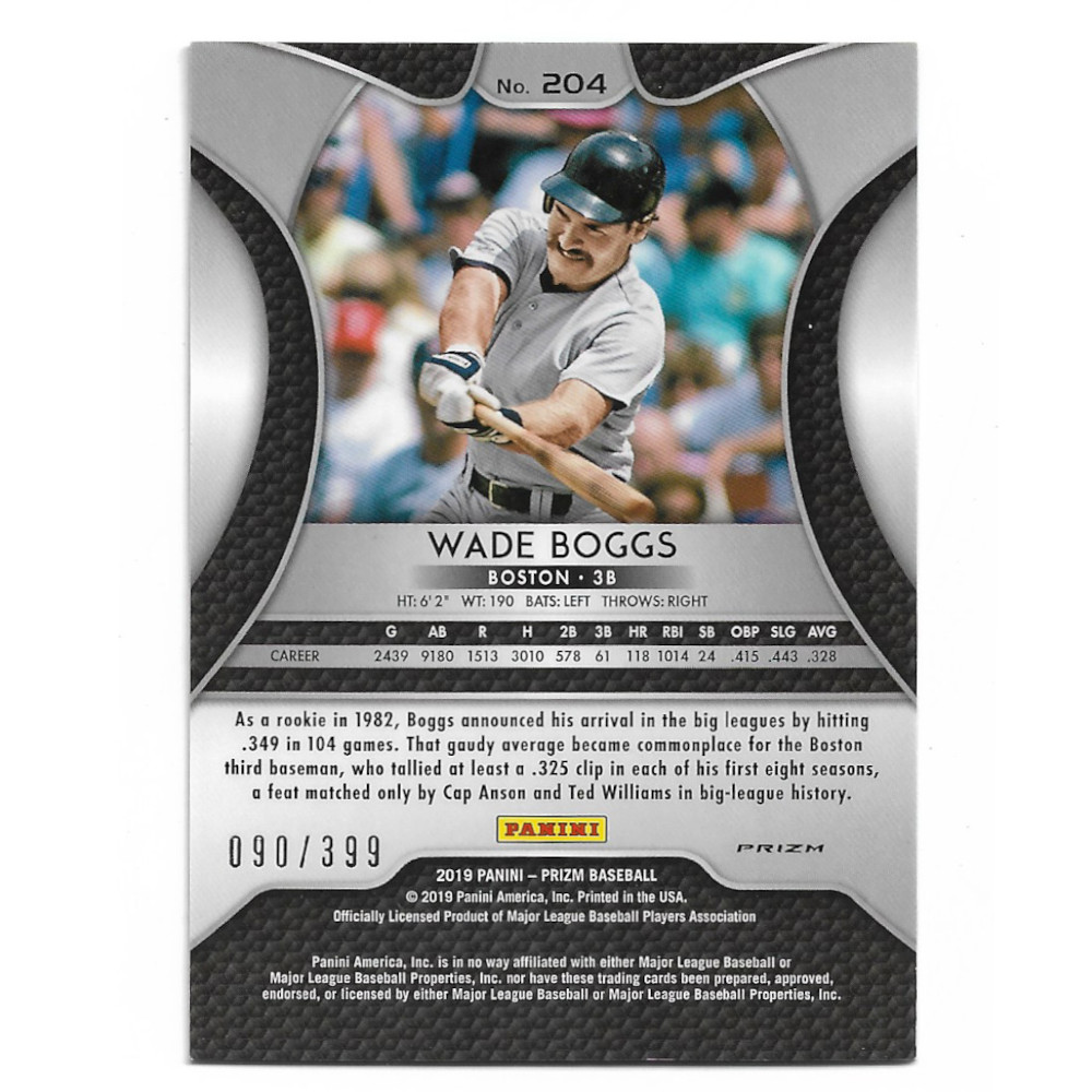 Wade Boggs 2019 Panini Prizm Blue Mojo # 204 Ltd Ed of 399
