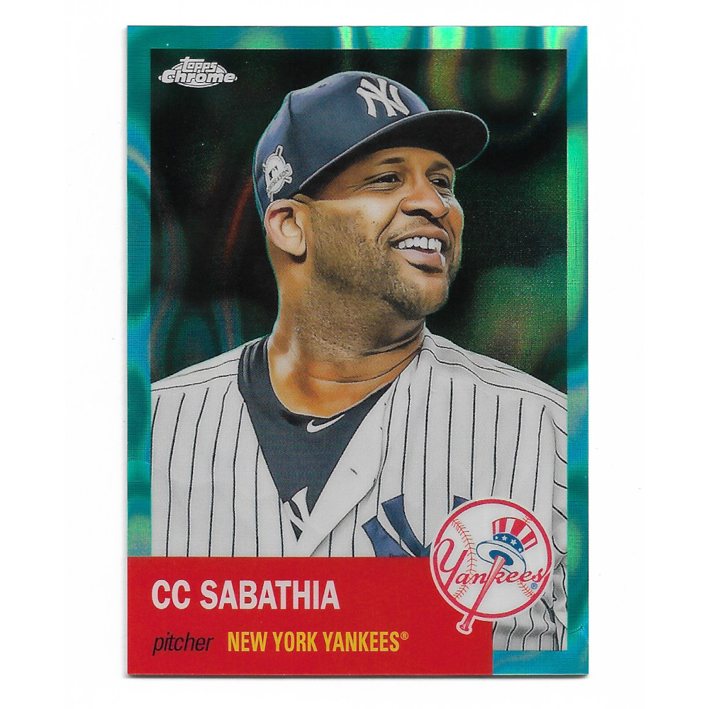 CC Sabathia 2022 Topps Chrome Platinum Anniversary Green Wave Refractor # 140 Ltd Ed of 299
