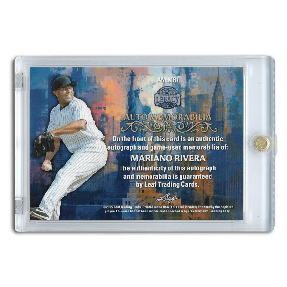 Mariano Rivera Autographed Card 2025 Leaf Bronx Legacy Auto Memorabilia Green # AM-RC1 Ltd Ed of 5