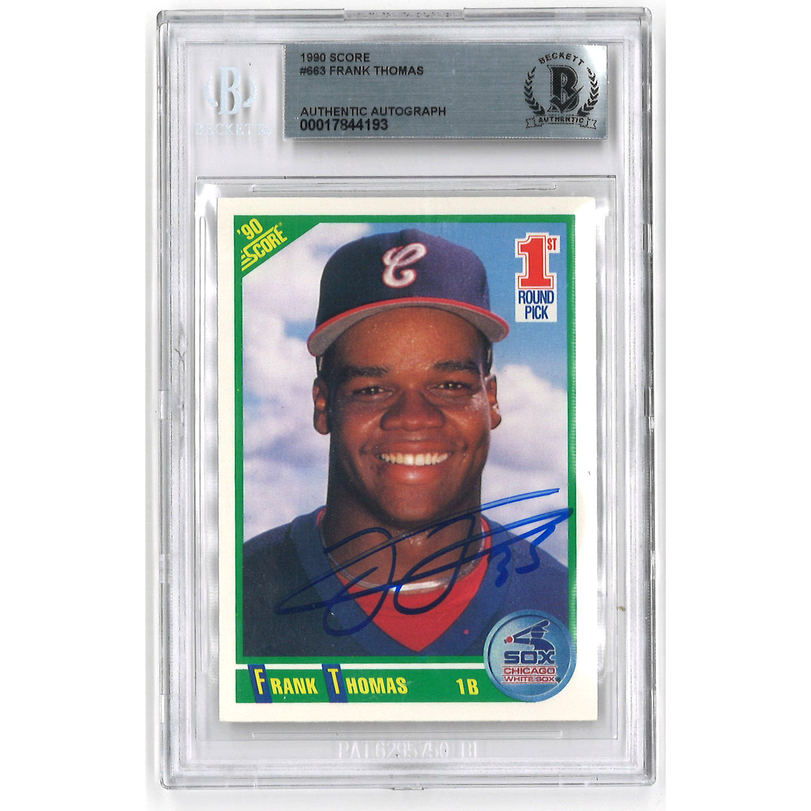 Frank Thomas Autographed Rookie Card 1990 Score # 663 Rookie Card (Beckett)