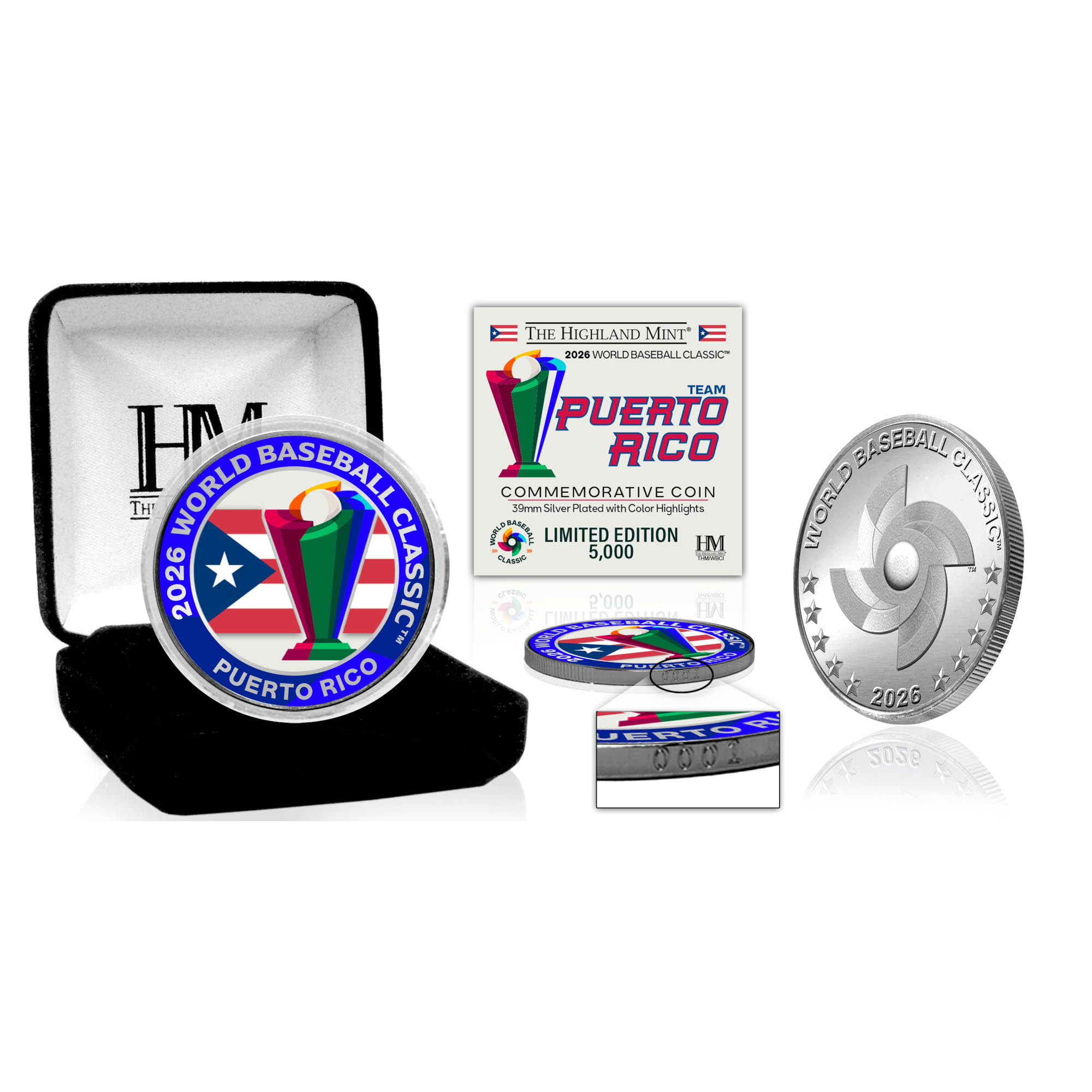 Puerto Rico World Baseball Classic 2026 Silver Plated Coin Ltd Ed of 5,000