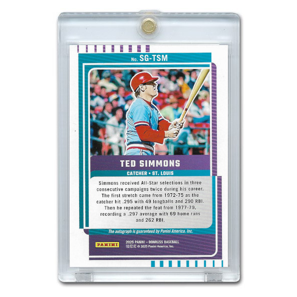 Ted Simmons Autographed Card 2025 Donruss Signature Series # SS-TSM
