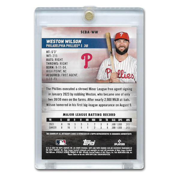 Weston Wilson Autographed Card 2024 Stadium Club # SCBA-WW Rookie Card