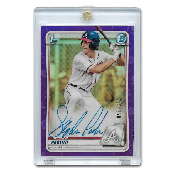 Stephen Paolini Autograph Card 2020 Bowman Chrome Prospect Purple Refractor # CPA-SP Ltd Ed of 250