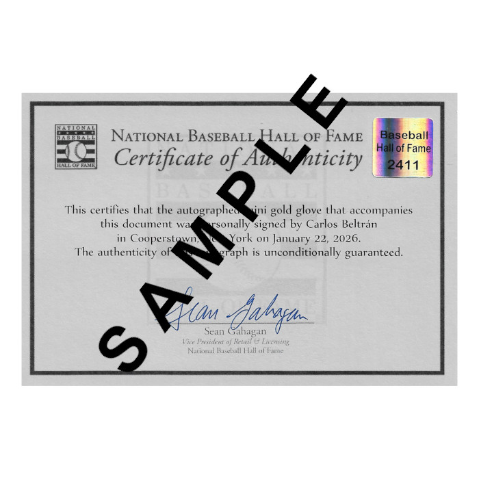 Carlos Beltrán Autographed Rawlings Mini Gold Glove Award With 3x GG Inscription (HOF)