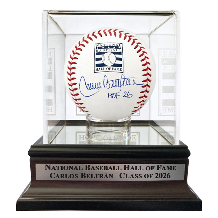 Carlos Beltrán Autographed Hall of Fame Logo Baseball with HOF 26 Inscription with Case (HOF)
