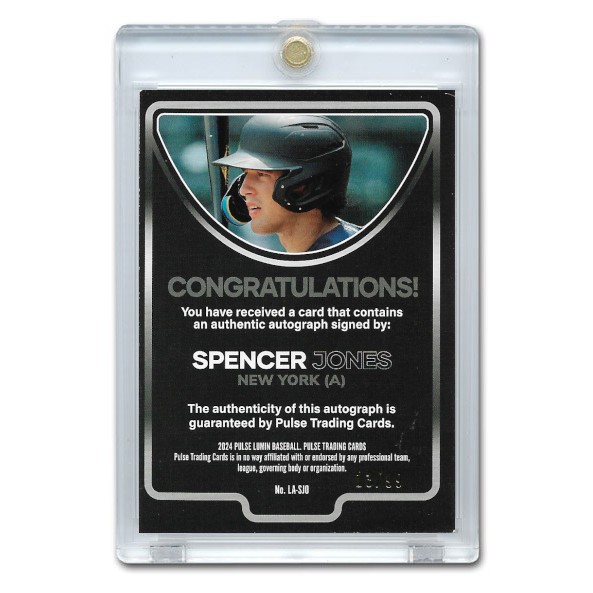 Spencer Jones Autographed Card 2024 Pulse Lumin # LA-SJO Ltd Ed of 99