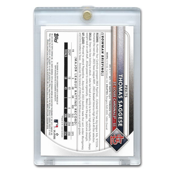 Thomas Saggese 2025 Bowman Prospects # PRV-TS Rookie Card
