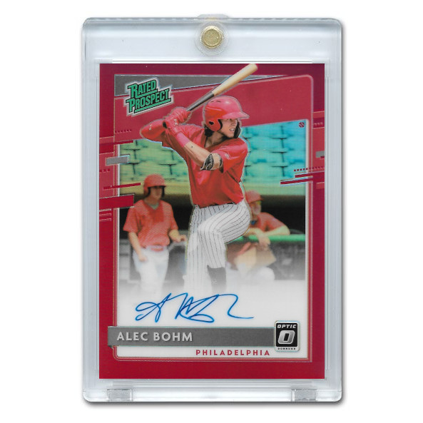 Alec Bohm Autographed Card 2020 Donruss Optic Rated Prospects Red Signatures # RPS-AB Ltd Ed of 50