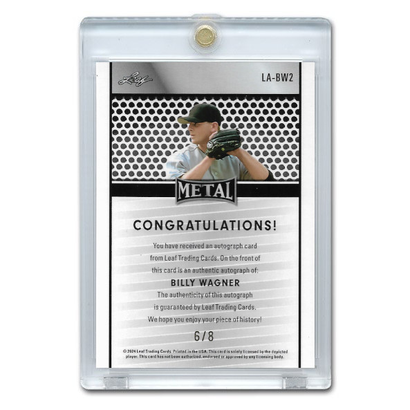 Billy Wagner Autographed Card 2024 Leaf Metal Collective Red # LA-BW2 Ltd Ed of 8
