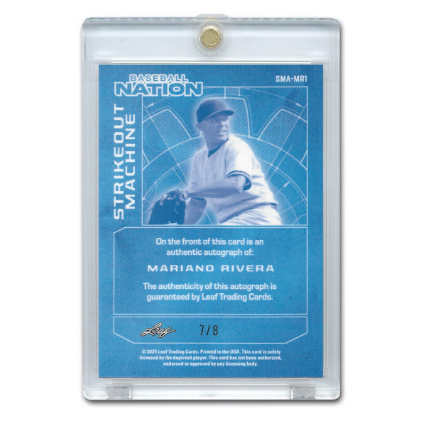 Mariano Rivera Autographed Card 2025 Leaf Baseball Nation Strikeout Machine # SMA-MR1 Ltd Ed of 8
