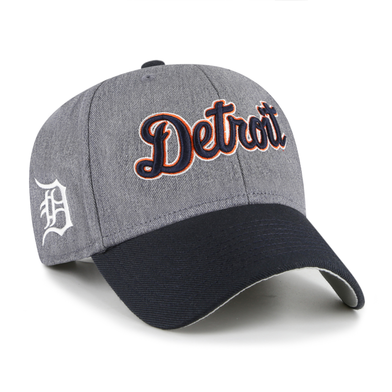 Men’s ’47 Brand Detroit Tigers Granite Script Dark Grey Heather and Navy Adjustable Snapback Cap
