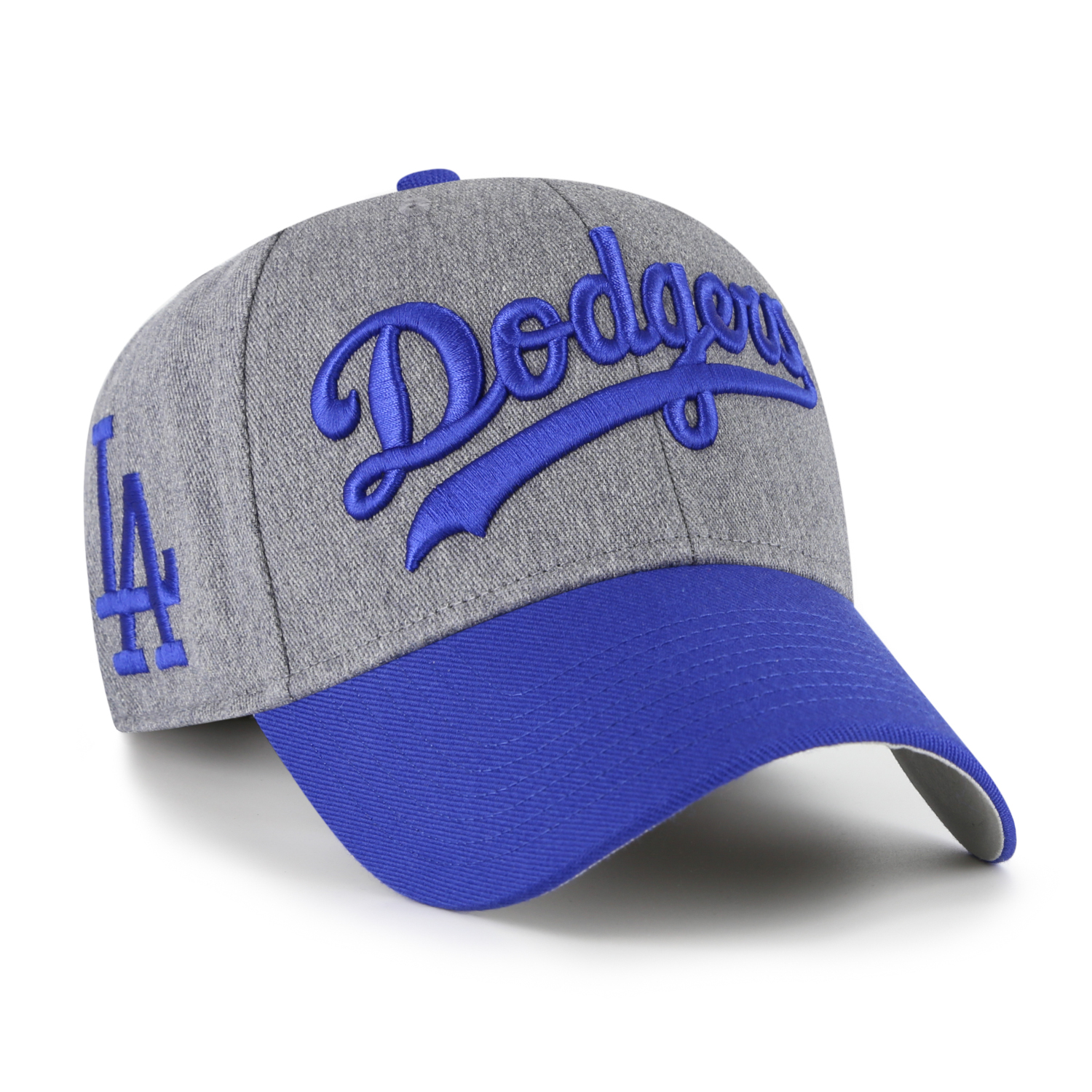 Men’s ’47 Brand Los Angeles Dodgers Granite Script Dark Grey Heather and Royal Adjustable Snapback Cap