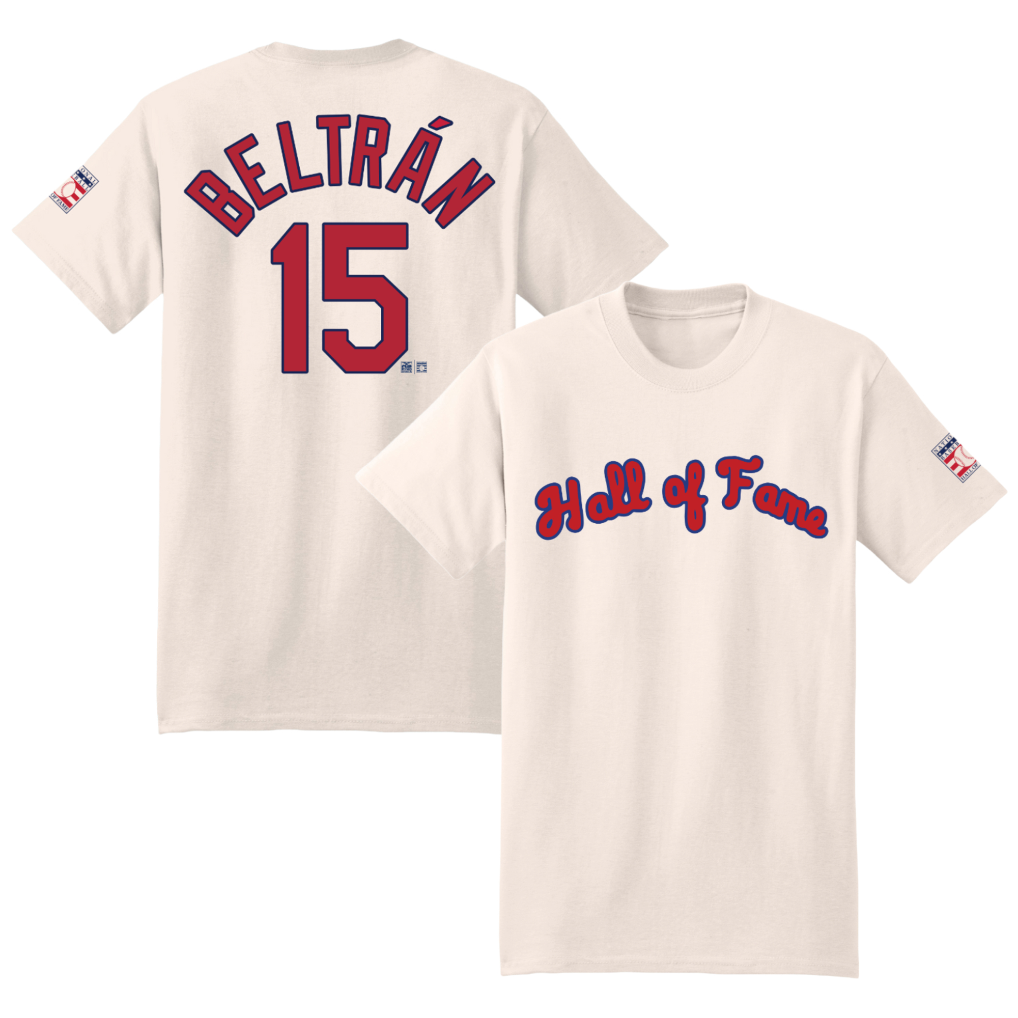 Men’s Carlos Beltrán Baseball Hall of Fame 2026 Inductee Vintage Jersey Number Heavyweight Ivory T-Shirt