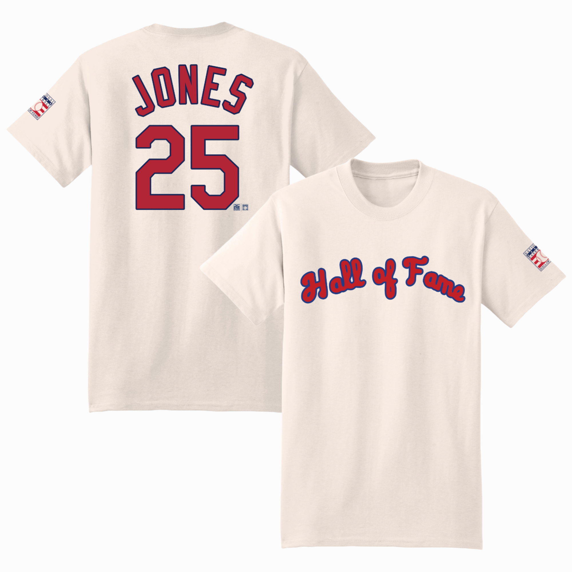 Men’s Andruw Jones Baseball Hall of Fame 2026 Inductee Vintage Jersey Number Heavyweight Ivory T-Shirt