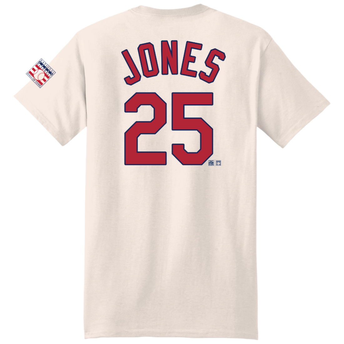 Men’s Andruw Jones Baseball Hall of Fame 2026 Inductee Vintage Jersey Number Heavyweight Ivory T-Shirt