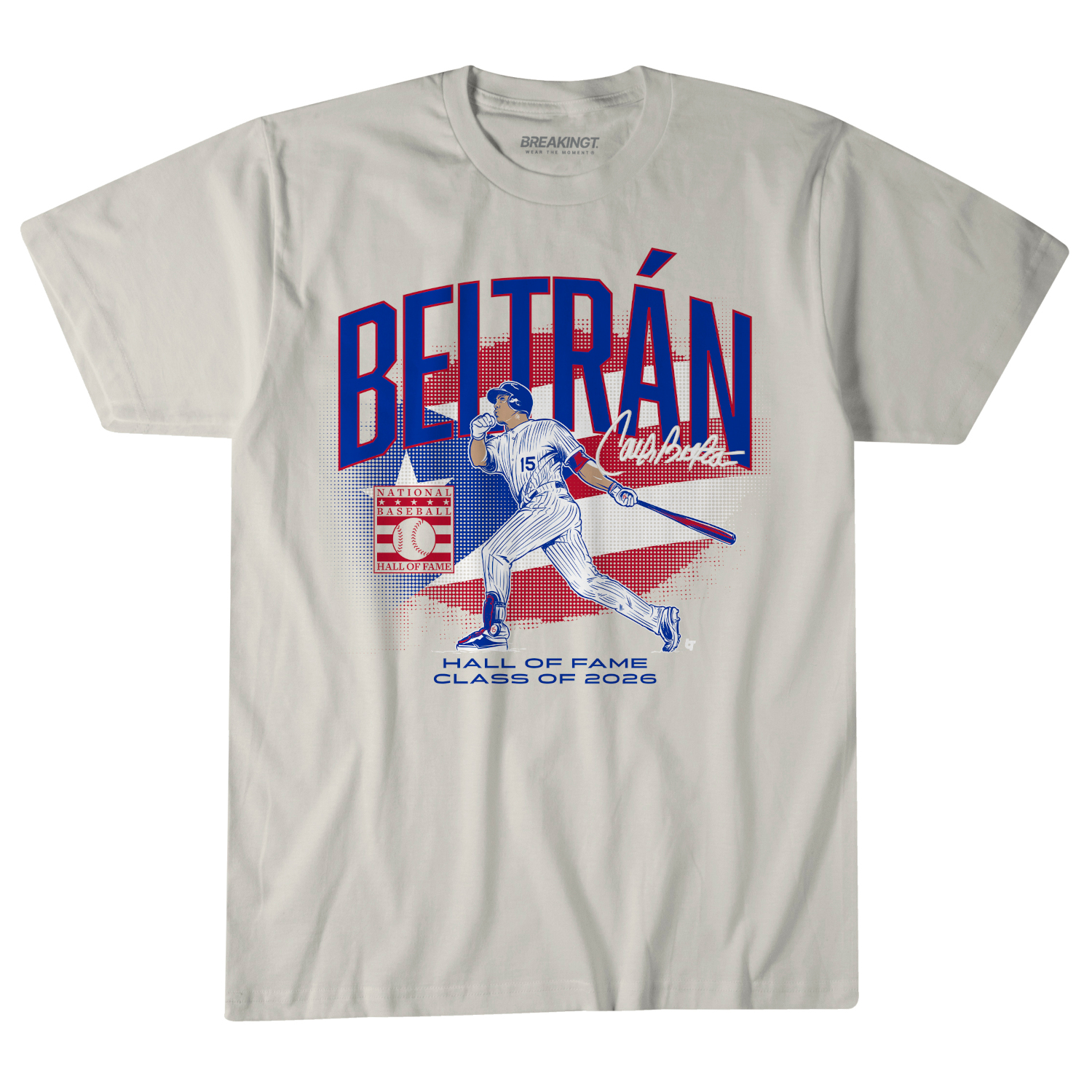Carlos Beltrán Hall of Fame Class of 2026 Puerto Rican Flag Off-WhiteT-Shirt