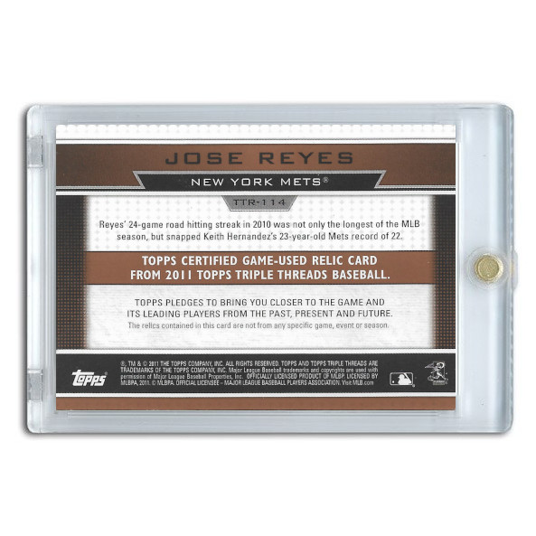 Jose Reyes 2011 Topps Triple Threads Relic # TTR-114 Ltd Ed of 27