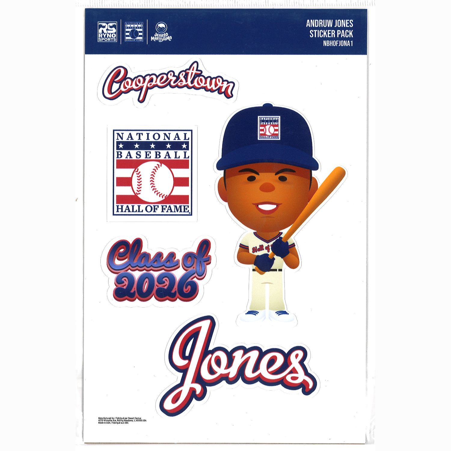 Andruw Jones 2026 Hall of Fame Induction 5 Piece Sticker Set