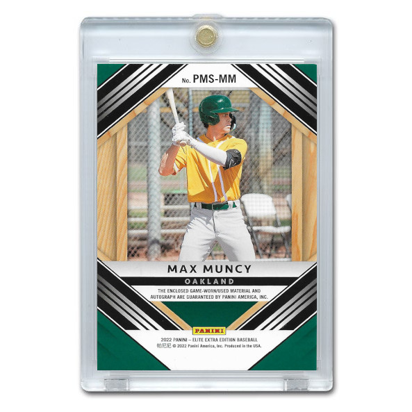 Max Muncy Autographed Card 2022 Panini Elite Extra Edition Prospect Materials # PMS-MM