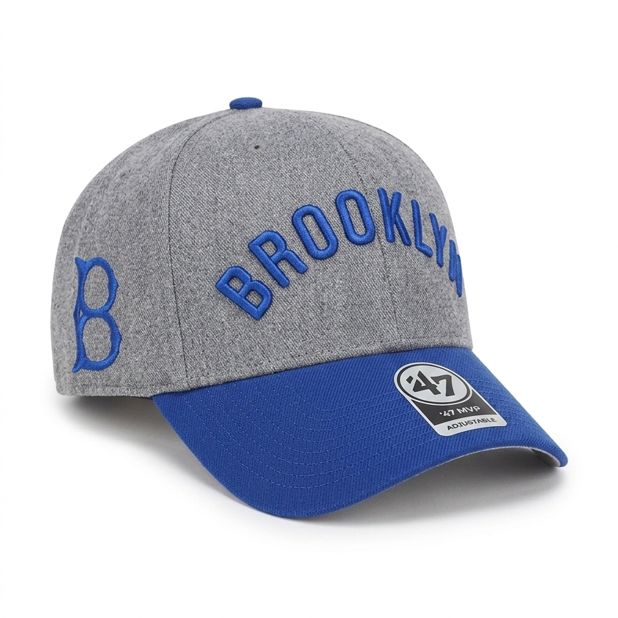 Men’s ’47 Brand Brooklyn Dodgers Granite Script Dark Grey Heather and Royal Adjustable Snapback Cap