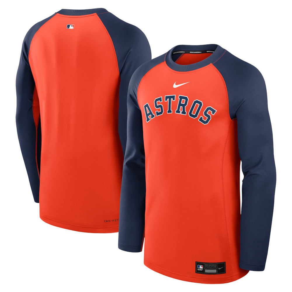 Men's Nike Houston Astros Orange Authentic Collection Game Time Raglan Performance Long Sleeve T-Shirt