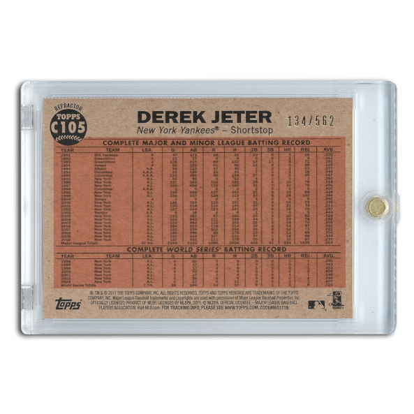 Derek Jeter 2011 Topps Chrome Heritage Refractor # 105 Ltd Ed of 562