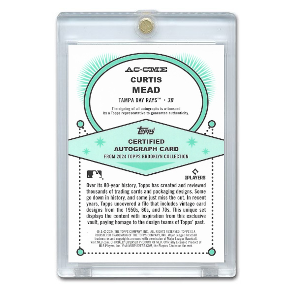 Curtis Mead Autographed Card 2024 Topps Brooklyn Collection Gold # AC-CME Ltd Ed of 50