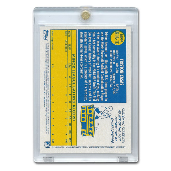 Triston Casas Autographed Card 2019 Topps Heritage Minor League # ROA-TC