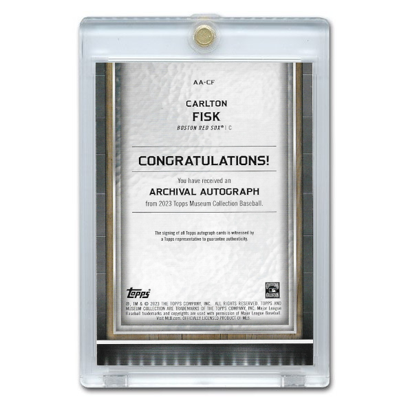Carlton Fisk Autographed Card 2023 Topps Museum Archival # AA-CF Ltd Ed of 15