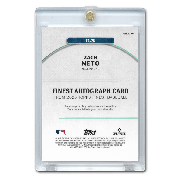 Zach Neto Autographed Card 2025 Topps Finest # FA-ZN