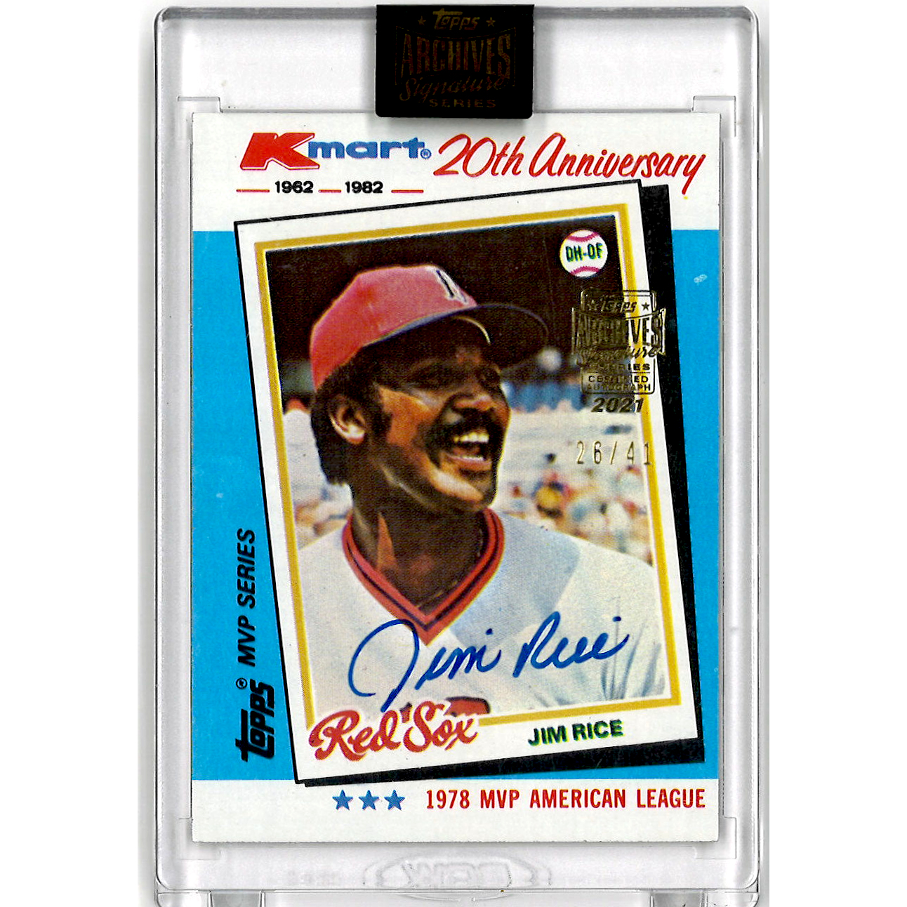 Jim Rice Autographed Card 2021 Topps Archives Signature Series # 33 Ltd Ed of 41